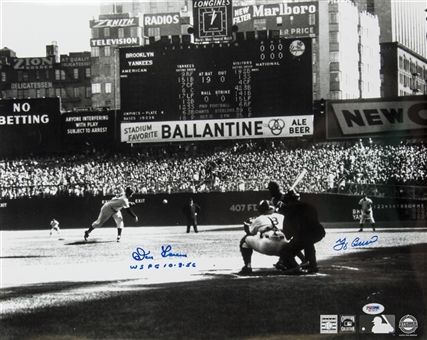 1956 World Series Perfect Game 16x20 Photo Signed by Don Larsen and Yogi Berra (PSA)